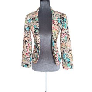 Topshop Petite Floral Open Front Blazer Jacket  UK 6 US 2 EUR 34